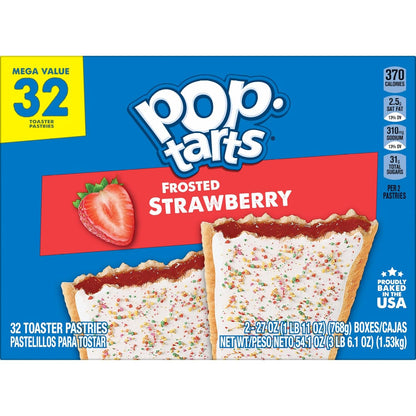 Pop-Tarts Frosted Strawberry Toaster Pastries 32ct – Easy After-Dinner Dessert to Scoop Over Ice Cream