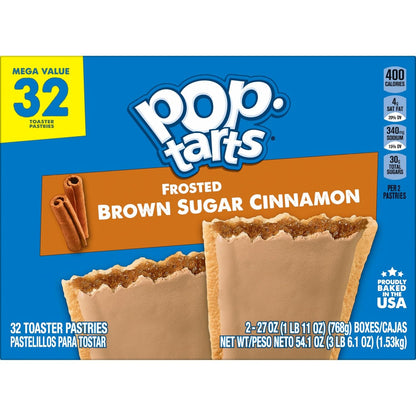 Pop-Tarts Toaster Pastries Frosted Brown Sugar Cinnamon – Versatile Family Pack for Snacks, Breakfast, and Dessert, 32 Count