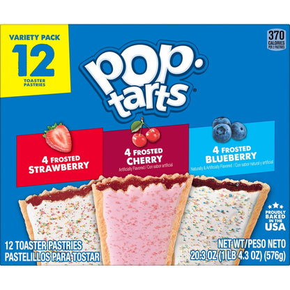 Pop-Tarts Toaster Pastries, Hotel Room and Campground Snack, No-Refrigeration Variety Box, 20.3oz (12 Count)