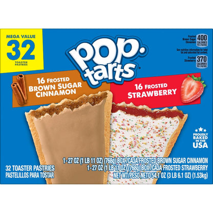 Pop-Tarts Toaster Pastries, Warm Toaster Treat for Cozy Breakfast Rituals, Bulk 32 Count Variety