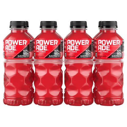 Powerade Fruit Punch – Family Fridge Hydration for Soccer Practice, Rec League and Birthday Parties, 20oz 8 Pack