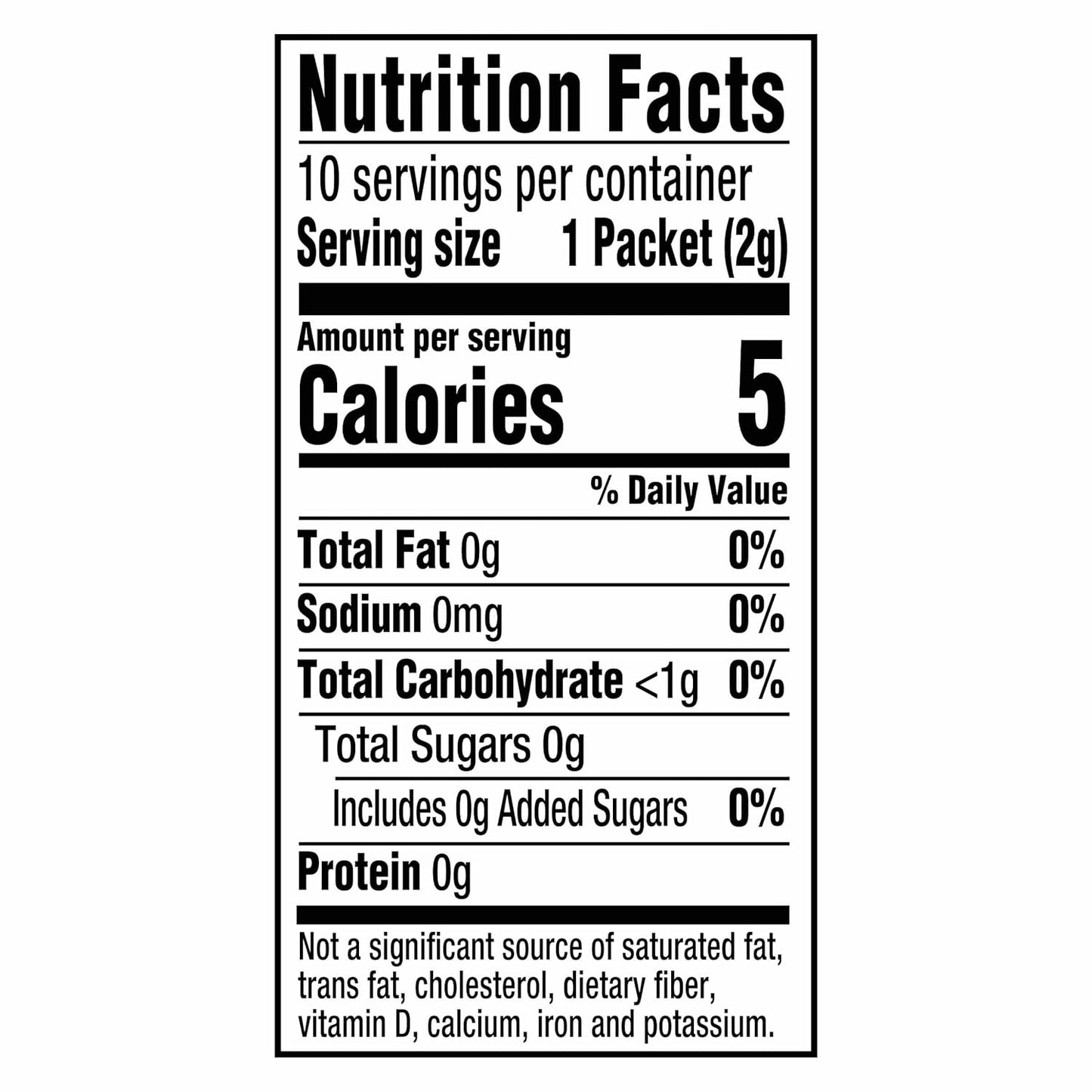 pre-portioned 0.07 oz packets requiring no measuring