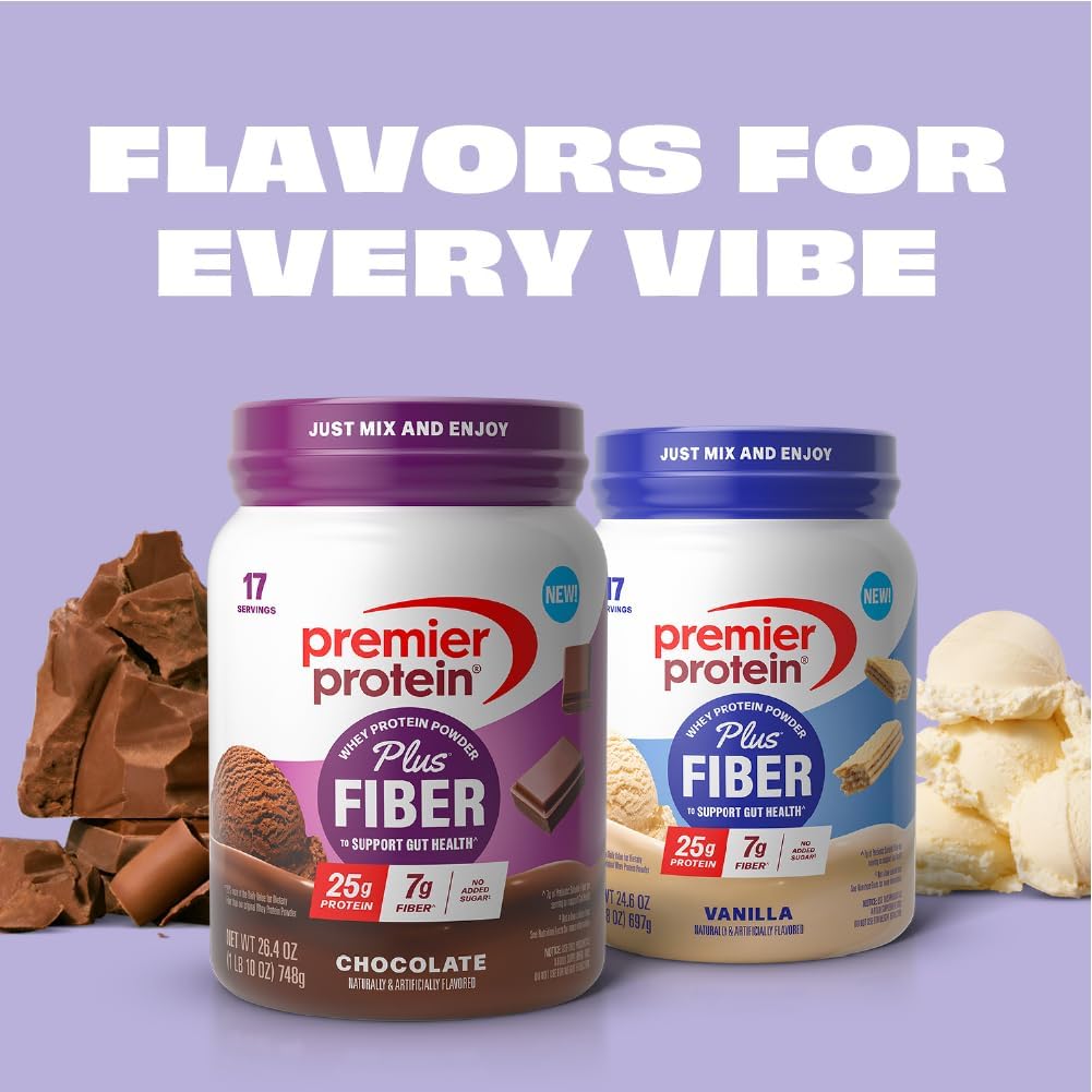 Premier Protein Powder Plus Fiber – Efficient Nutrition for Busy Parents, 25g Protein and 7g Fiber