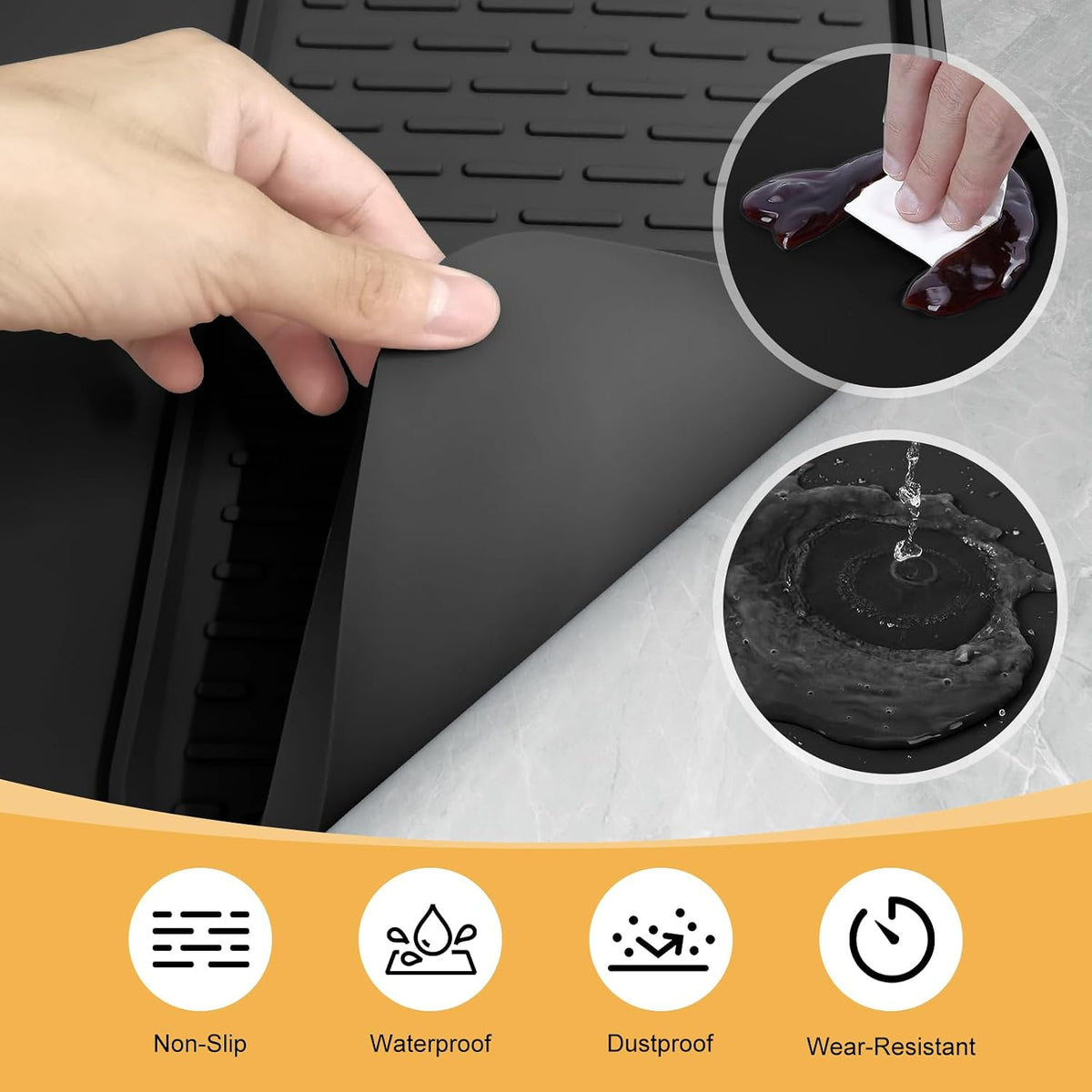 Premium Silicone Coffee Station Mat 24x16 – Holiday Gift for Home Baristas with Removable Drying Tray