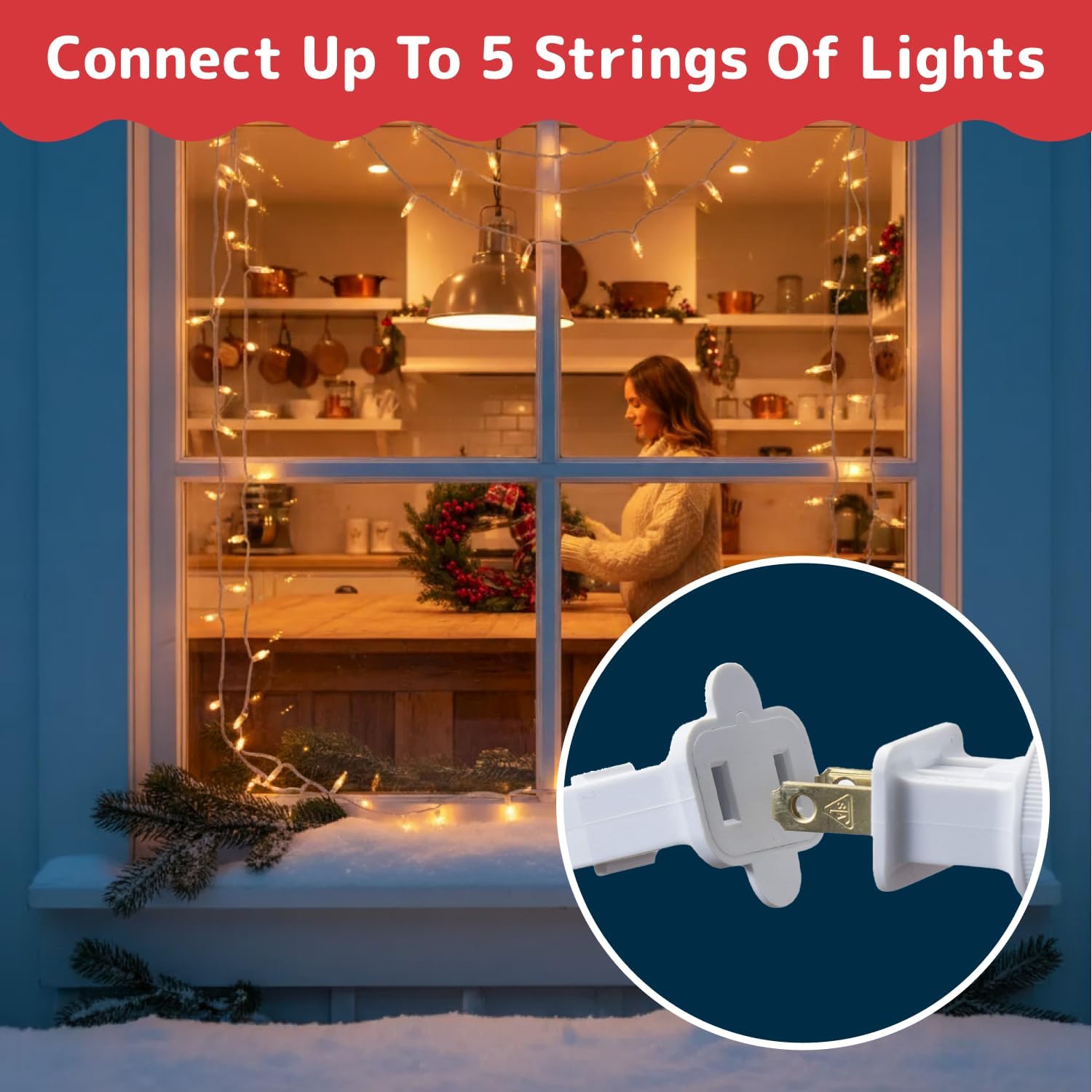 PREXTEX Incandescent Outdoor Lights for Camping, Patio Dining, and Open-Air Gatherings, 10 Ft White Wire, 50 Count