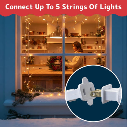 PREXTEX Incandescent Outdoor Lights for Camping, Patio Dining, and Open-Air Gatherings, 10 Ft White Wire, 50 Count