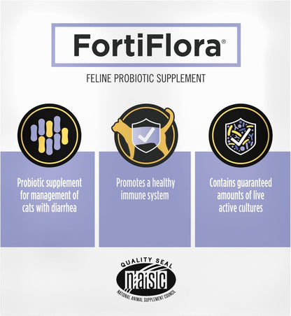 Pro Plan Veterinary Supplements FortiFlora Feline Probiotic Powder – Stress-Free, Pilling-Free Digestive Safety for Cats Recovering from Antibiotic Treatment