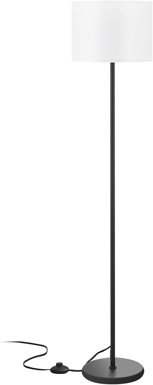 Productivity Floor Lamp 60 Inches Tall, Soft Warm Light Linen Shade, Foot Pedal Switch and Slim Profile for Focused Home Office Setup and Study Ambiance