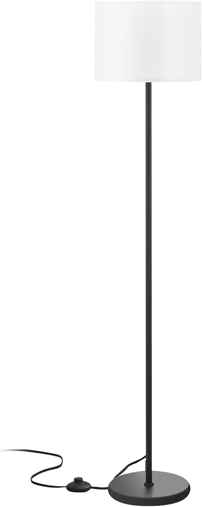 Productivity Floor Lamp 60 Inches Tall, Soft Warm Light Linen Shade, Foot Pedal Switch and Slim Profile for Focused Home Office Setup and Study Ambiance