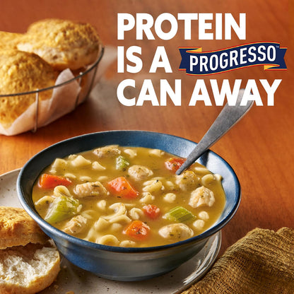 Progresso Protein Mediterranean-Style Meatball and Chicken Soup, No Artificial Colors Family Pantry Staple for Picky Eaters, 18.5 oz