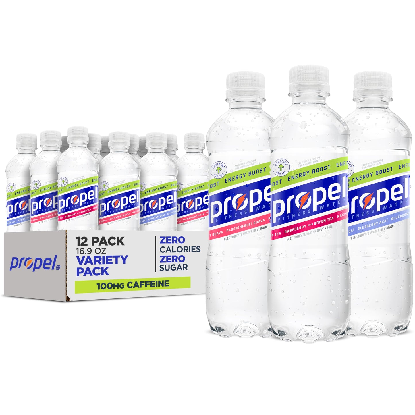 Propel Energy Boost Electrolyte Hydration – Post-Hike Recovery Drink for Active Outdoor Adventures, 16.9 fl oz, 12 Pack