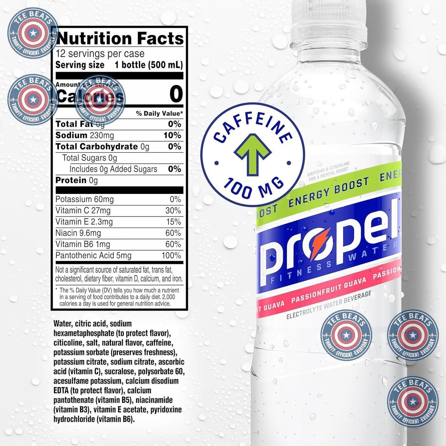 Propel Energy Boost Electrolyte Hydration – Post-Hike Recovery Drink for Active Outdoor Adventures, 16.9 fl oz, 12 Pack