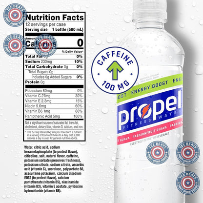 Propel Energy Boost Electrolyte Hydration – Post-Hike Recovery Drink for Active Outdoor Adventures, 16.9 fl oz, 12 Pack