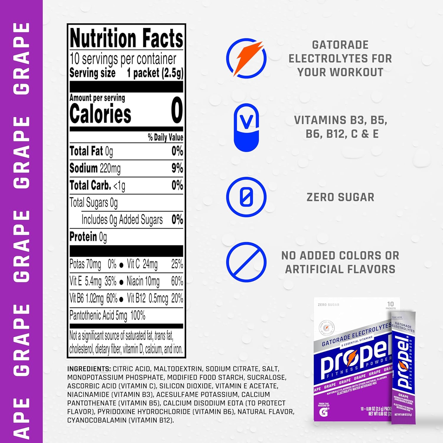 Propel Powder Packets – Berry Sugar-Free Drink for School Cafeteria Lunches