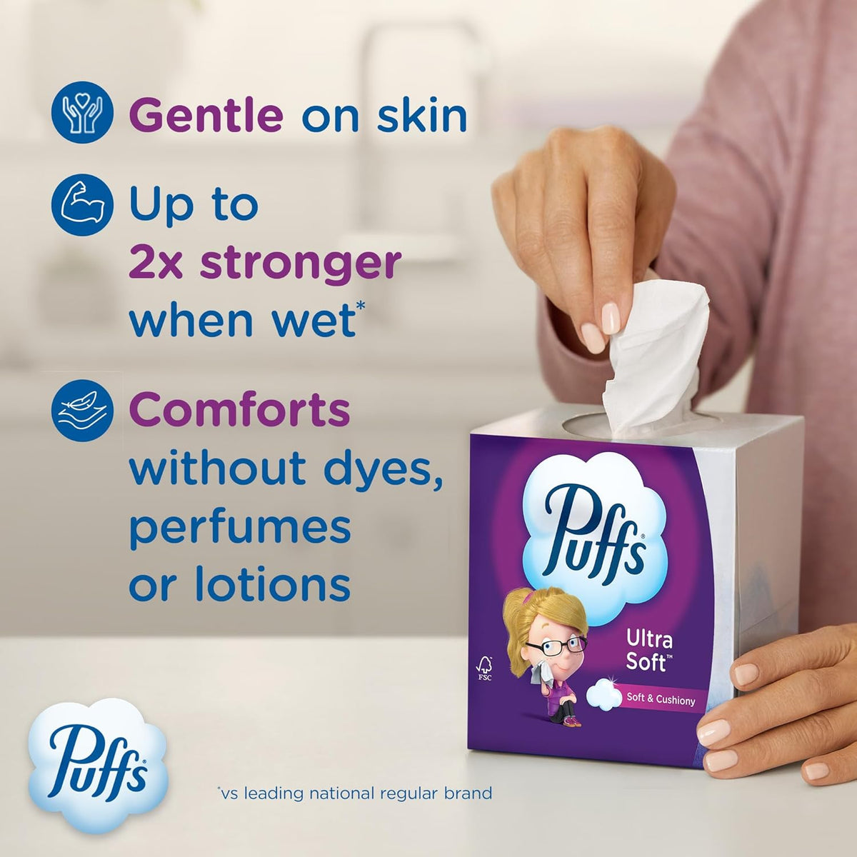 Puffs Facial Tissues 4-Box Pack – Family Bulk Supply for Daycare Bags and Bedside Sick Days