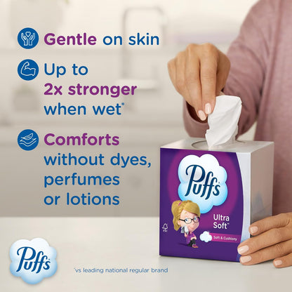 Puffs Facial Tissues 4-Box Pack – Family Bulk Supply for Daycare Bags and Bedside Sick Days