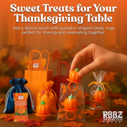 Pumpkin Candy 3D Ring Pops – 18 Individually Wrapped Suckers for Camping Trip and Outdoor Harvest Events