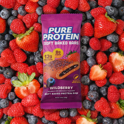 Pure Protein Wildberry Soft Baked Bars – Home Pantry Bar for Macro Tracking, High-Fiber Gluten-Free Snack