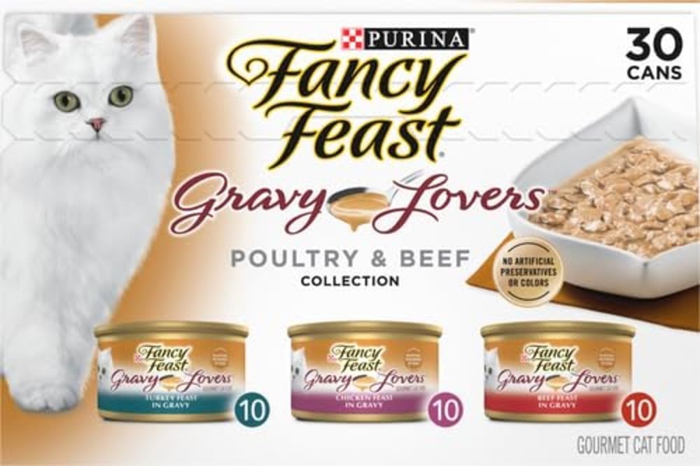 Purina Fancy Feast Gravy Lovers Variety Pack – Slow-Cooked Wet Cat Food for Hydration-Focused Daily Wellness and Appetite Care
