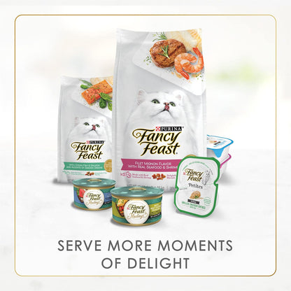 Purina Fancy Feast Grilled Seafood Variety Pack – Crafted Real Seafood Cuts in Light Savory Sauce, 24 Pack of 3 oz Cans