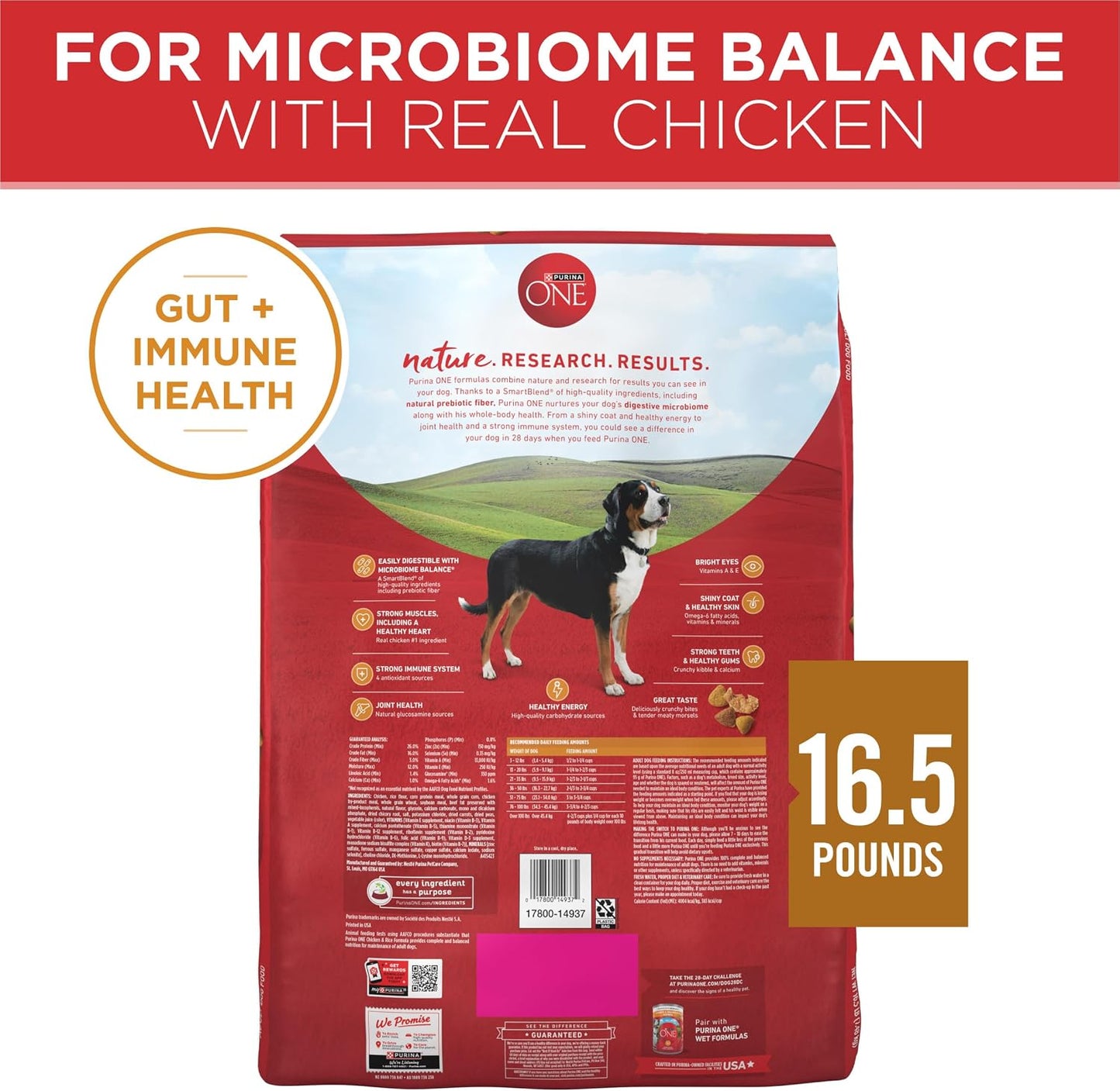 Purina ONE SmartBlend High-Protein Dog Food – Holiday Gift for Multi-Dog Households Needing Bulk Nutrition, 16.5 lb