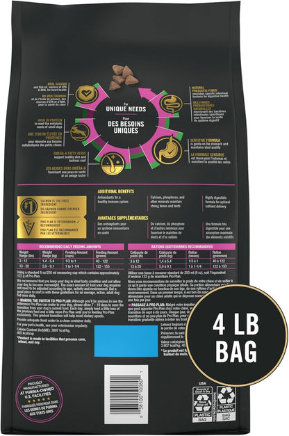 Purina Pro Plan Small Breed Adult Sensitive Skin and Stomach Salmon – Crafted Limited-Ingredient Recipe in a 4 lb Trial Bag