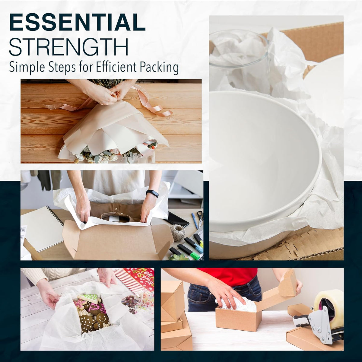 Purple Papers White Bulk Packing Paper | 320 sheets | 27" x 17" | Neutral Gray-White Wrap for Capsule-Home Decluttering and Packing