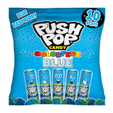 Push Pop Easter Blue Hard Candy Lollipops Kid Friendly Blue Raspberry Treats for Halloween Trick or Treat Bowls and Gender Reveal Party Favors, 10 Ct Individually Wrapped