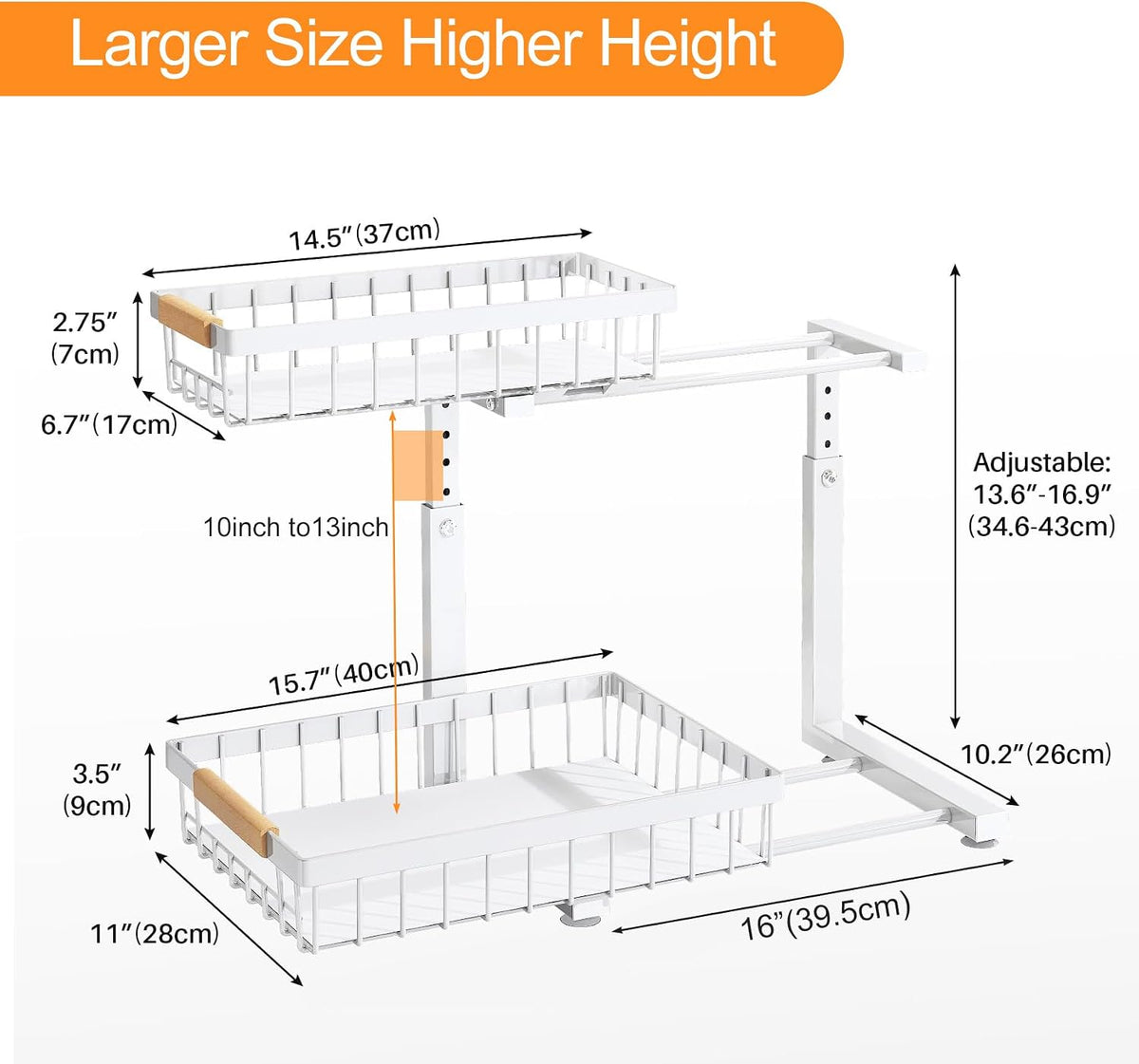 PXRACK Adjustable Pull Out Cabinet Organizer Thoughtful Moving Gift for Apartment Dwellers