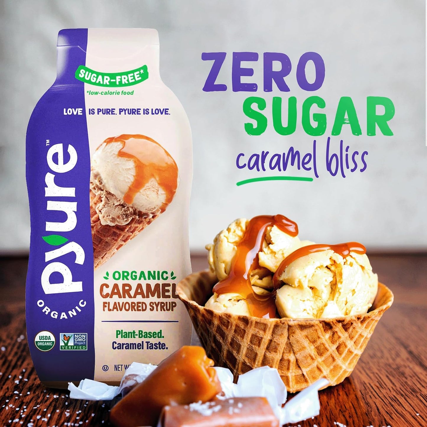 Pyure Organic Caramel Dessert Syrup – Valentine's Day Gift for the Plant Based Partner Who Loves Sweet Treats