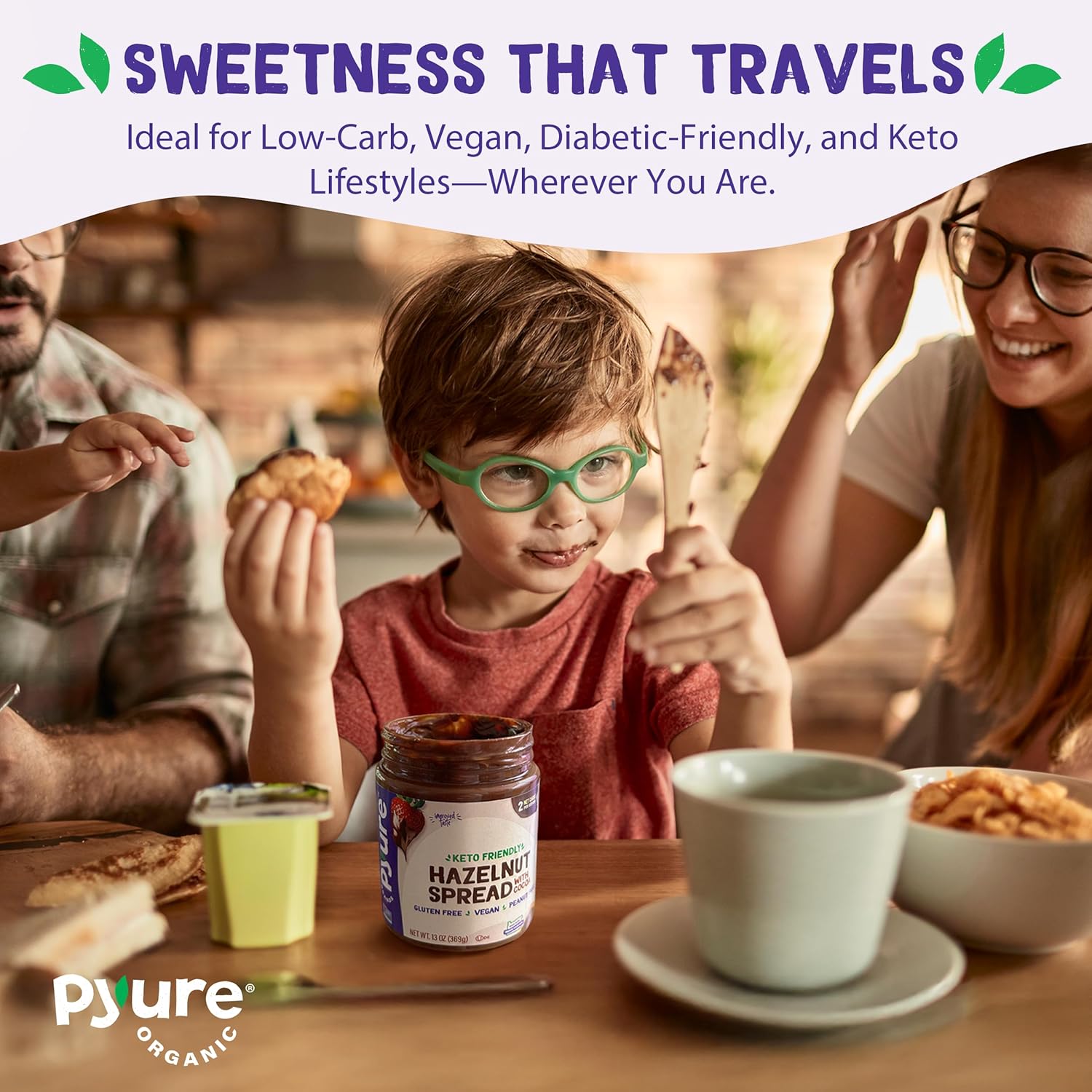 Pyure Sugar-Free Chocolate Spread | 13 oz Jar Gift for Former Sugar Addicts on Wellness Journeys
