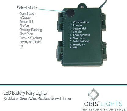 QBIS Battery Operated Fairy Lights – Soft 2500K Glow for Minimalist Bedroom and Reading Nook Styling