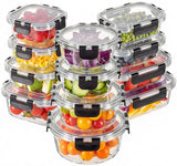 Liuruiyu Multi-Pack Glass Food Containers with Matching Lids – Uniform Stackable Design for Compact Living