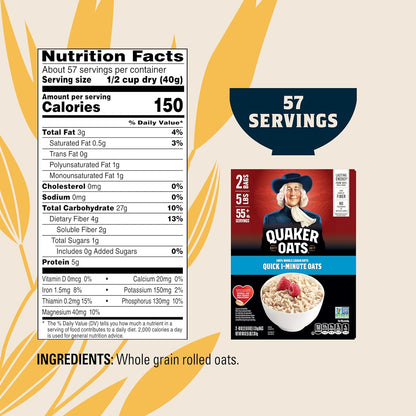 Quaker Quick 1-Minute Rolled Oats – Quick Microwave Prep for Back-to-Back Meeting Mornings