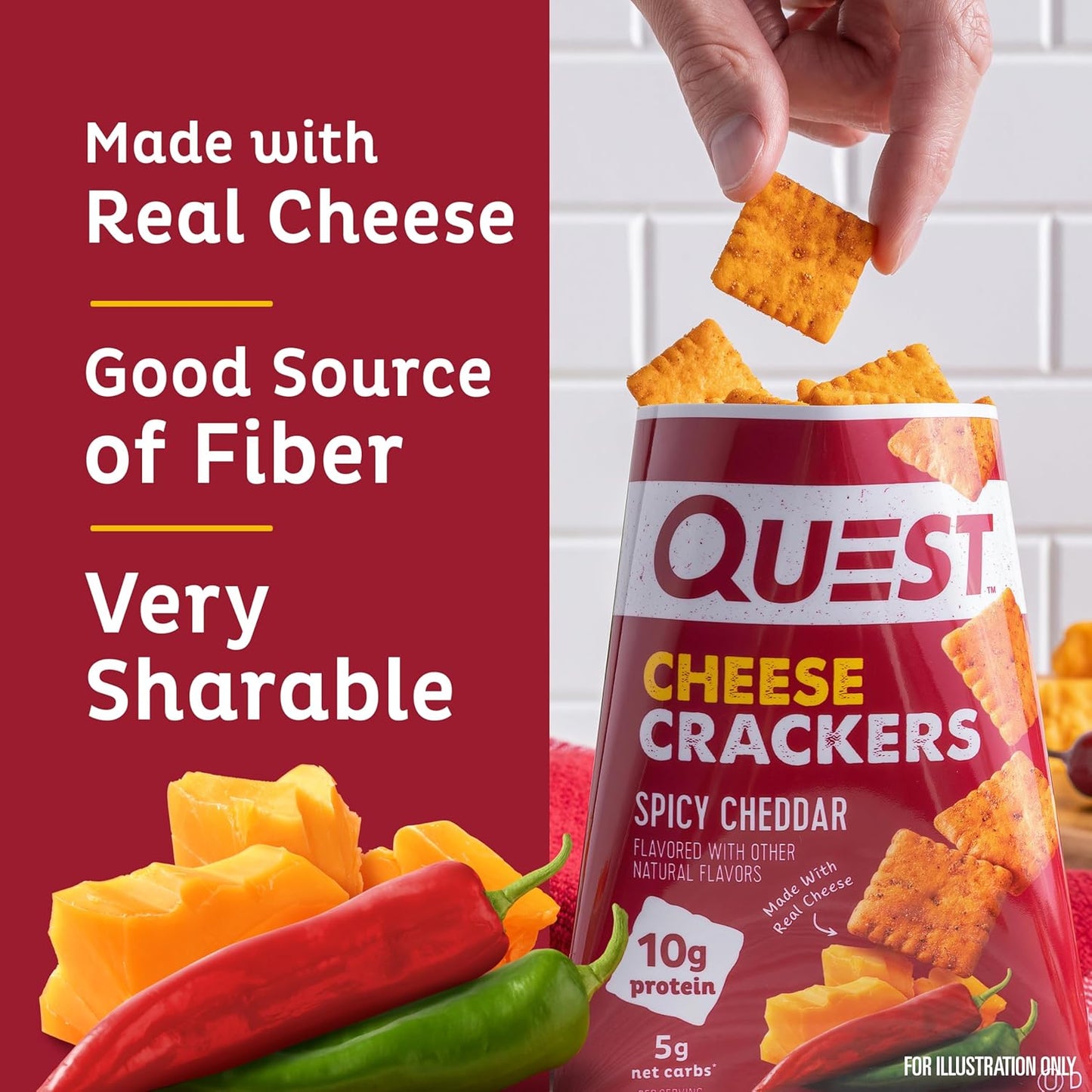 Quest Nutrition Cheese Crackers – Clean-Ingredient Crunch for Your Wellness Pantry, 5g Net Carbs 4-Count