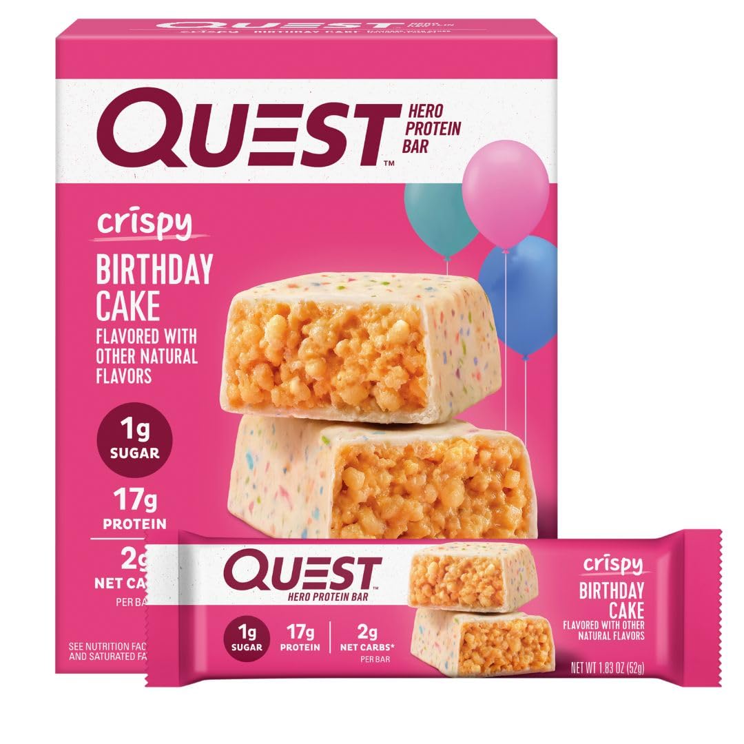 Quest Nutrition Crispy Cookies & Cream Hero Protein Bar – Lunch Box Snack for After-School Pickup, 18g Protein