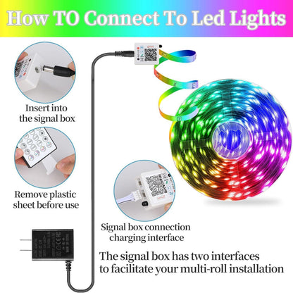 QZYL RGB LED Strip Lights for Kitchen Cabinets and Ceiling Edges, App-Controlled Mood Lighting