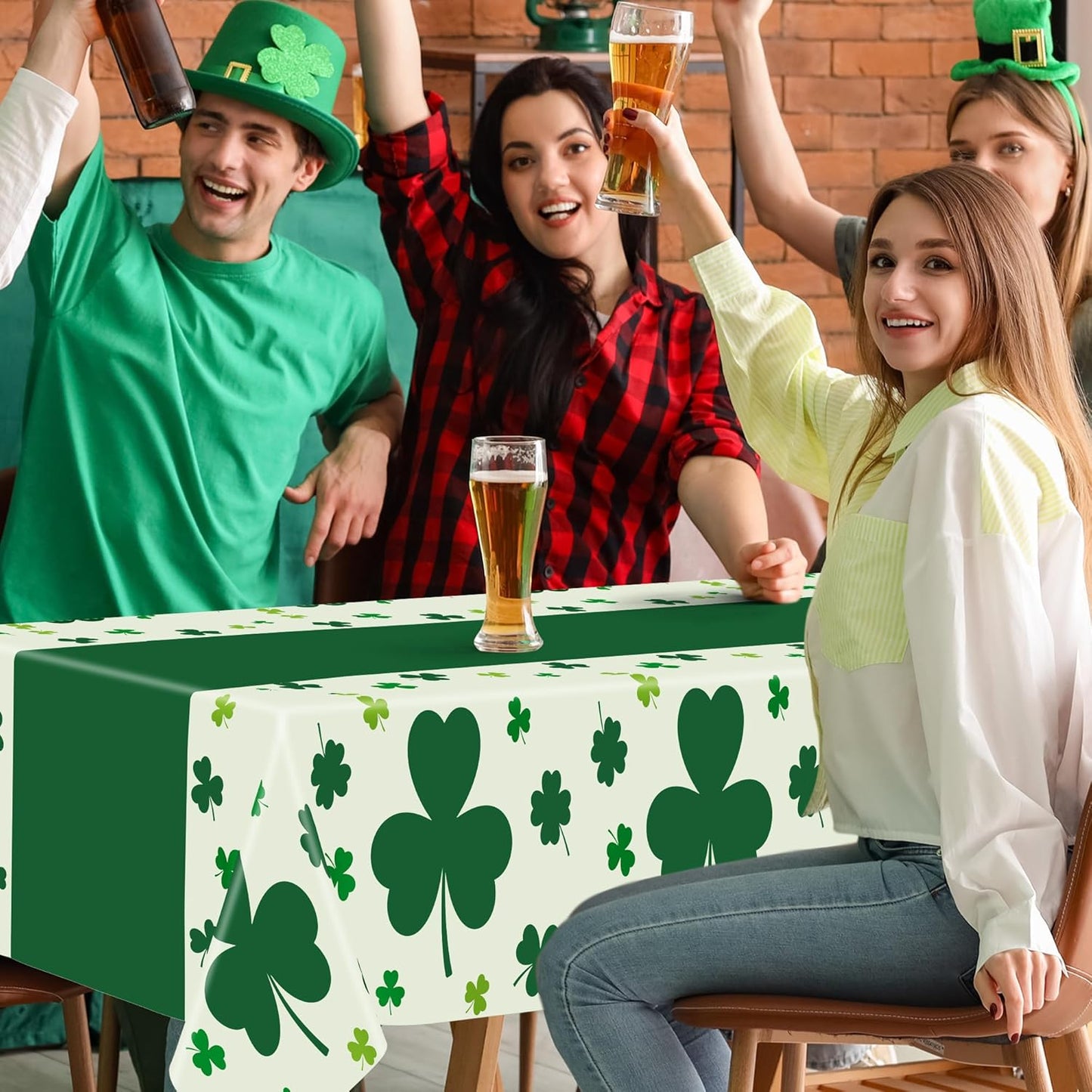 QZYL Shamrock Green Table Cover – Festive Holiday Table Decor for Cozy Themed Dinner Parties, Extra-Large 54 x 108 Inch