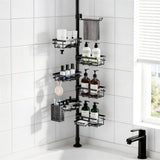 Shower Caddy Organizer Tension Pole – Lock Joint Tension Pole Caddy Engineered to Stay Secure Even in Steamy Family Showers