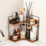 Efficient Corner Organizer for Small Home Office, Wood Desk Supply Display
