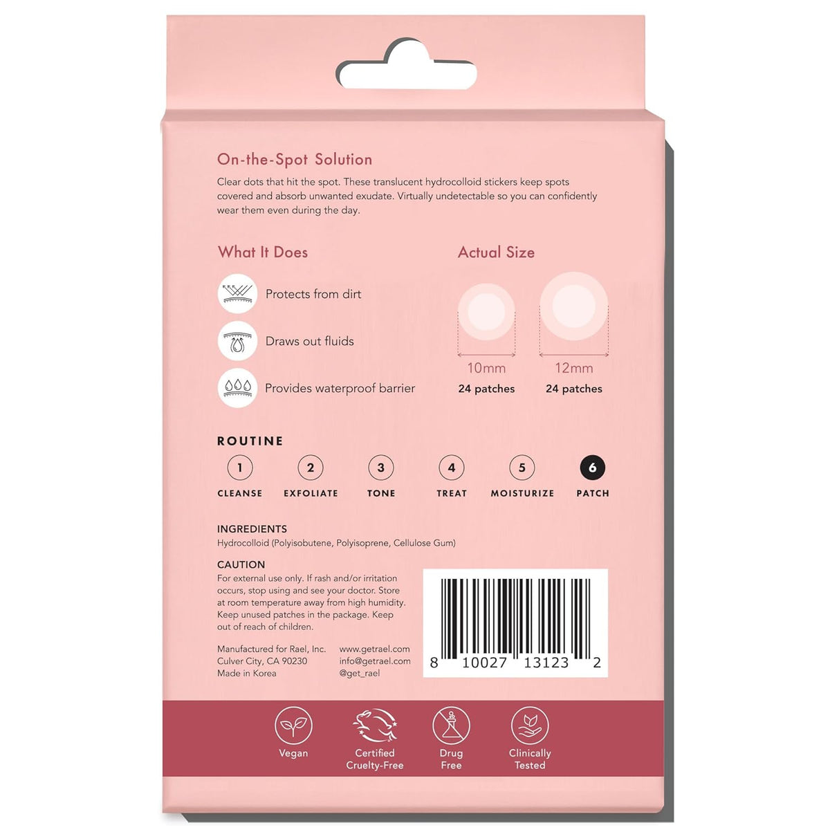 Rael Miracle Spot Cover – Gentle Sensitive-Skin Blemish Treatment for Teen Bedroom, Hypoallergenic Acne Patches