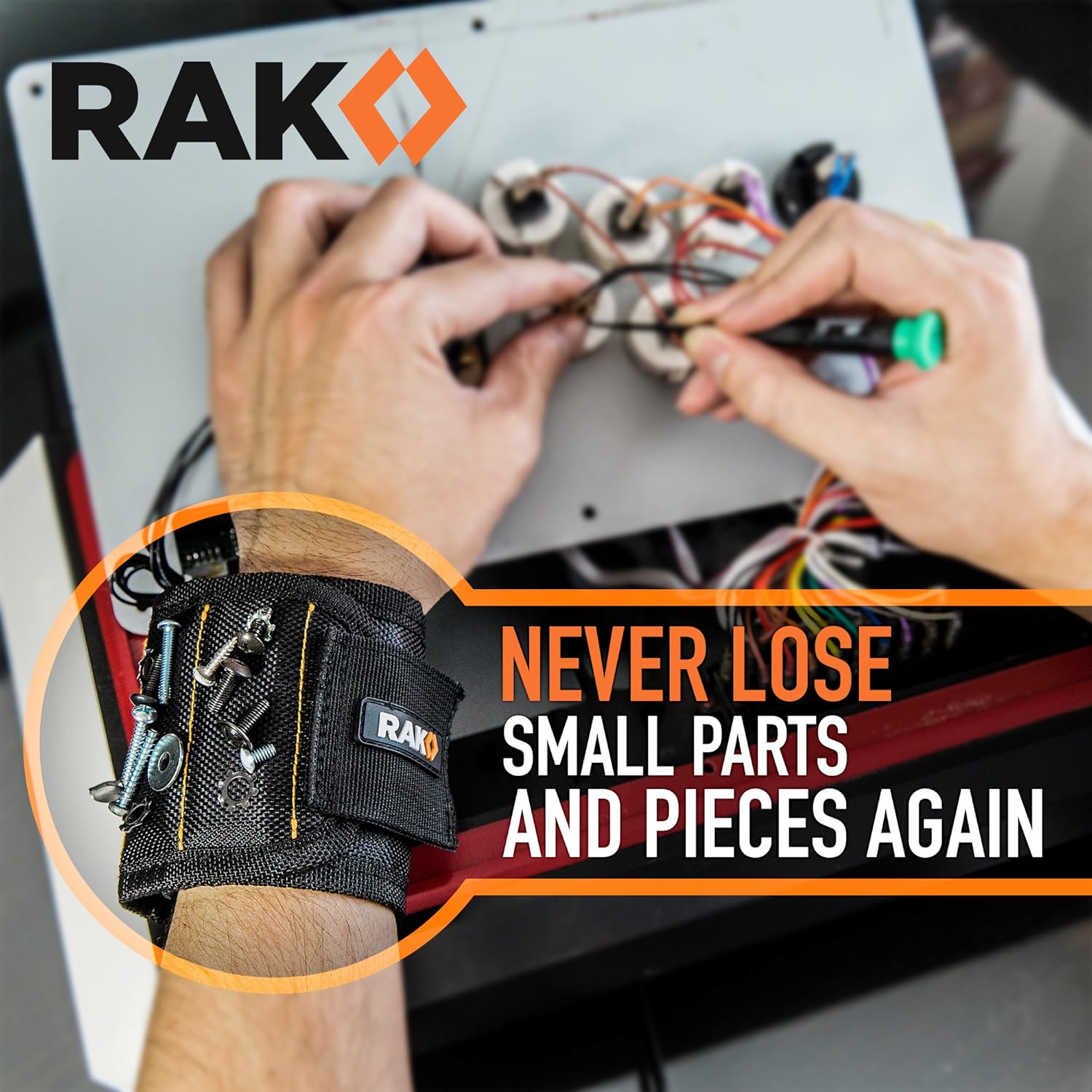 RAK Magnetic Wristband – Camping and Backyard DIY Tool, Compact Magnetic Fastener Organizer