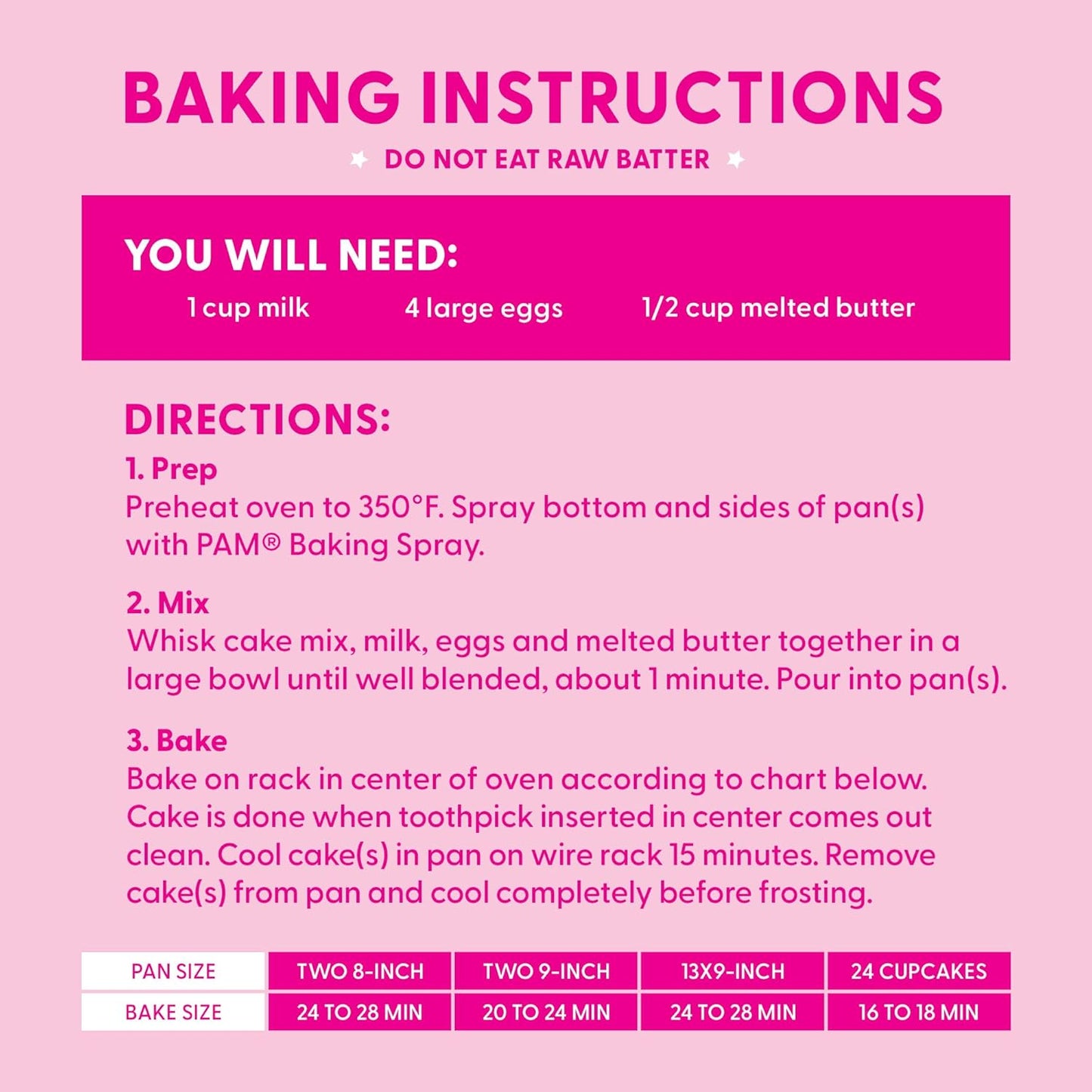 recipe calls for milk, butter, and extra eggs (dolly's method for homemade taste)