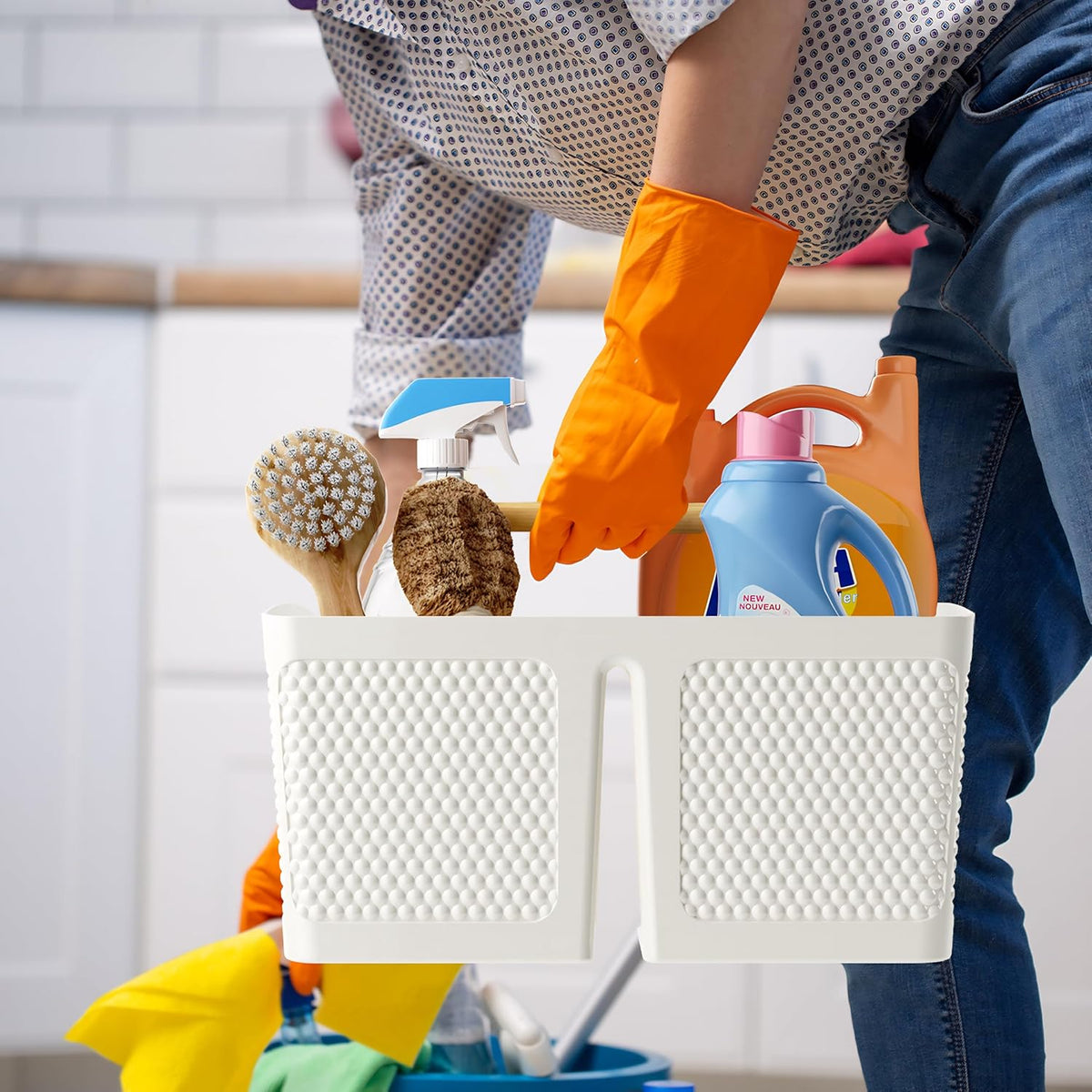 rectangular 9.36"l × 7.73"w × 7.24"h footprint fitting standard shelves and under-sink spaces