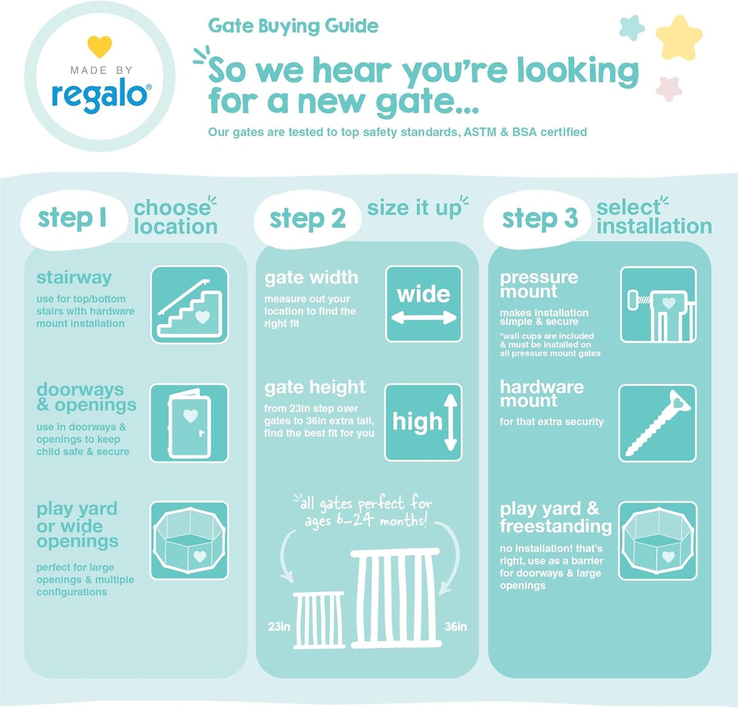 Regalo Platinum Baby Gate with Door – Designer-Friendly Pressure Mounted Gate for Stairways and Open-Concept Living Rooms