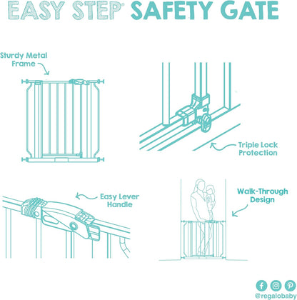 Regalo Platinum Baby Gate with Door – Designer-Friendly Pressure Mounted Gate for Stairways and Open-Concept Living Rooms