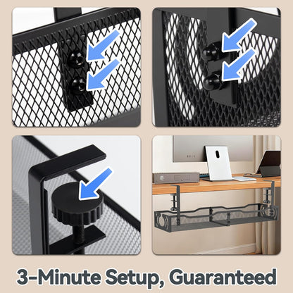 reinforced clamp structure that stays secure even when the tray is loaded