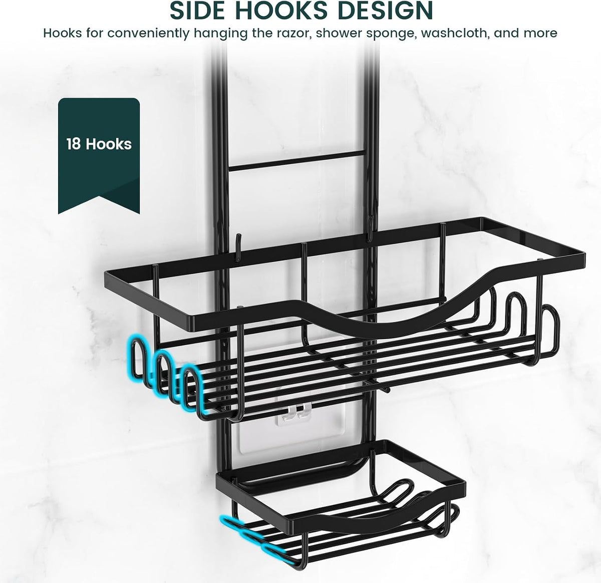 REINHARDT Adjustable Shower Caddy – Simple Wall Storage for Intentional Home Living, Matte Stainless Steel Hanging Organizer