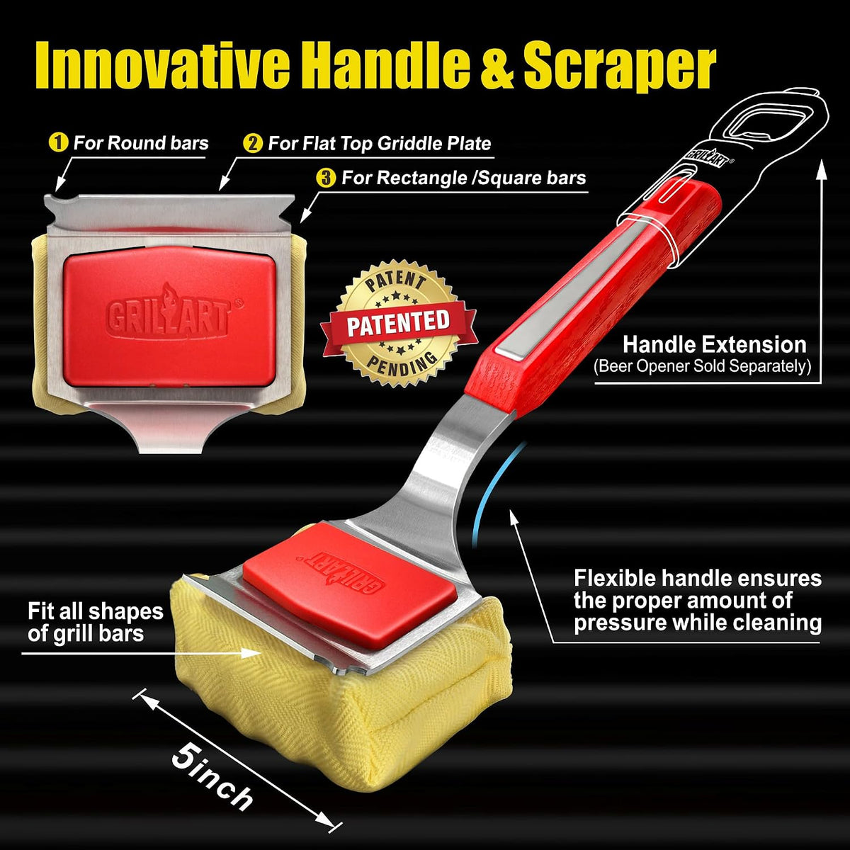 removable head with safety clip mechanism; dishwasher-safe