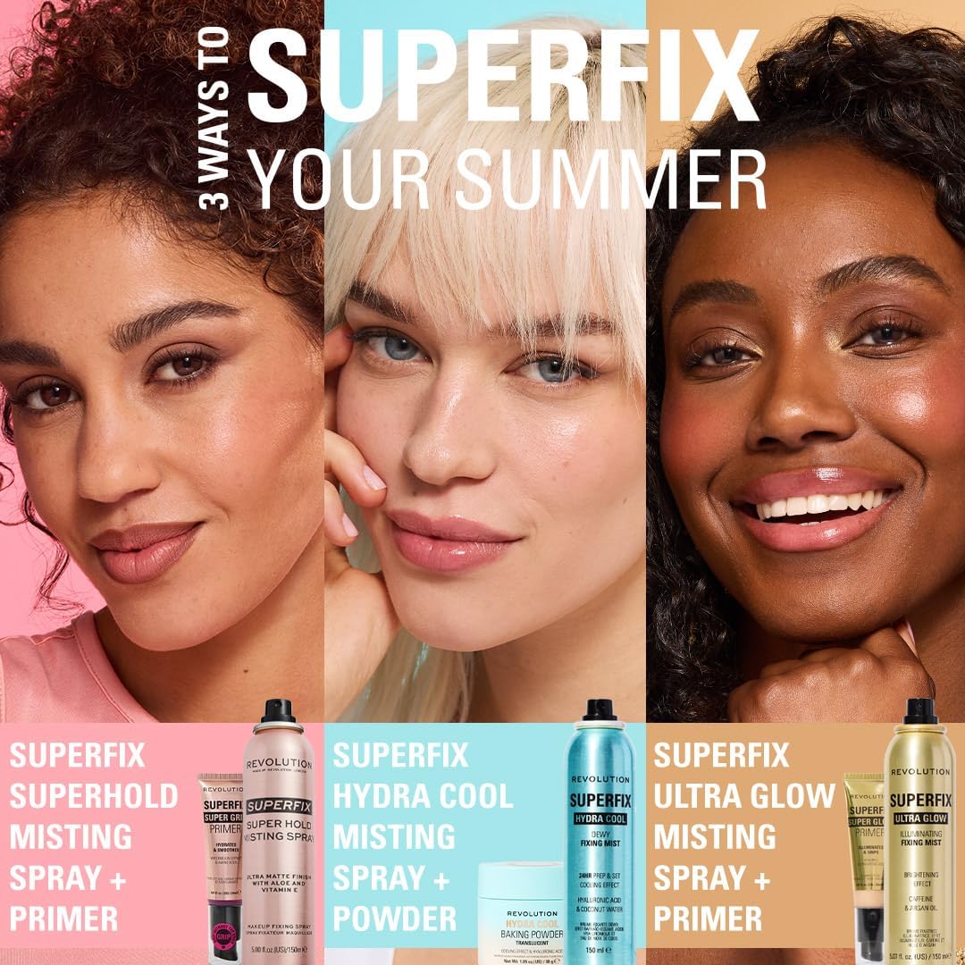 Revolution Superfix Hydra Cool Mist – Pre-Meeting Glow Quick-Set Face Spray for Home Office, Aloe + Coconut, 5.7 oz